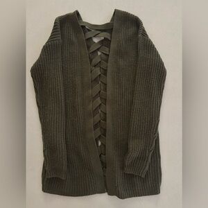 Derek Heart Olive Cardigan with Braided Detail
